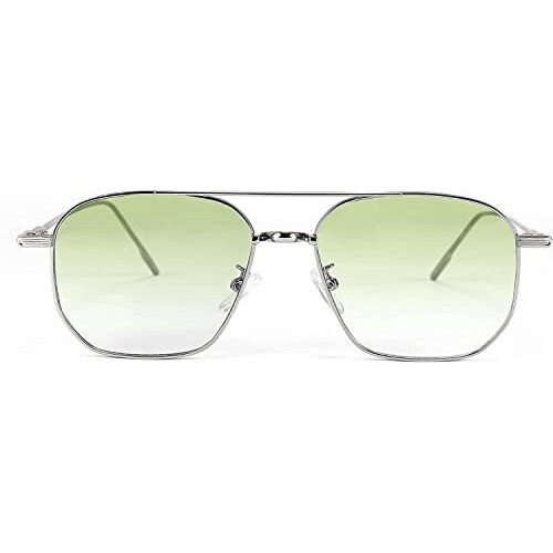 Elegante Uv Protected Classic Stainless Steel Full Metal Body Square Sunglasses For Men & Women (C3 - Green) - Pack Of 1