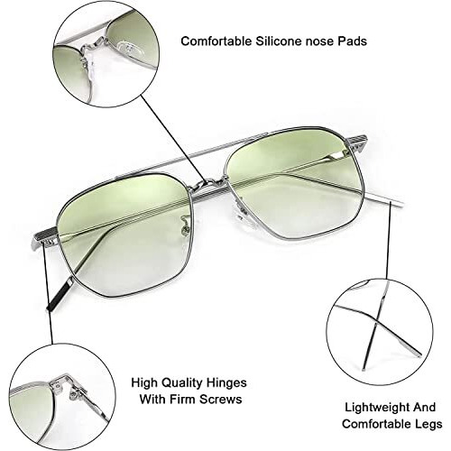 Elegante Uv Protected Classic Stainless Steel Full Metal Body Square Sunglasses For Men & Women (C3 - Green) - Pack Of 1