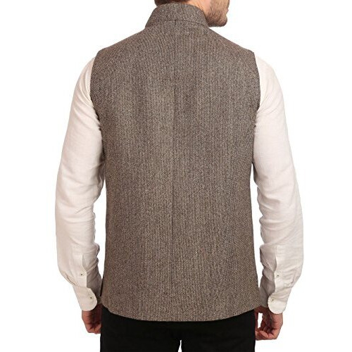 Wintage Men's Tweed Bandhgala Festive Nehru Jacket Waistcoat Grey