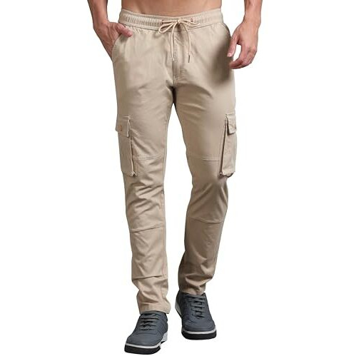 Miraan Men's Cargo | Cotton Regular-Fit Cargo Pant | 6-Pockets (Sigcargobeige32_Beige_32)