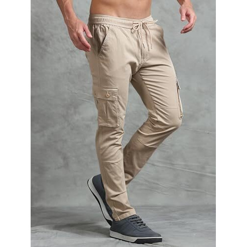 Miraan Men's Cargo | Cotton Regular-Fit Cargo Pant | 6-Pockets (Sigcargobeige32_Beige_32)