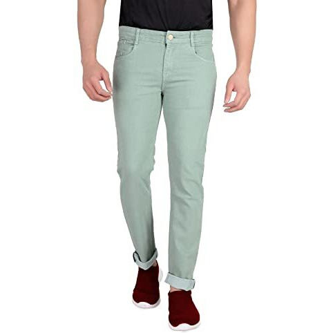Kargeens Men's Slim Fit Mid Rise Jeans (K70014C_Light Green_32)