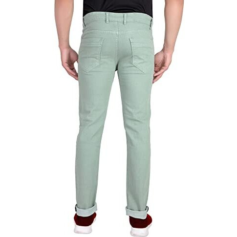 Kargeens Men's Slim Fit Mid Rise Jeans (K70014C_Light Green_32)