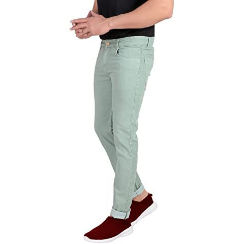 Kargeens Men's Slim Fit Mid Rise Jeans (K70014C_Light Green_32)