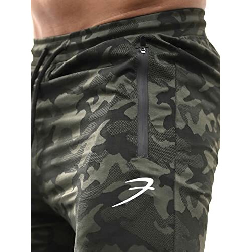 Fuaark Men's Slim Fit Camouflage Joggers Track Pants (Medium, Green)