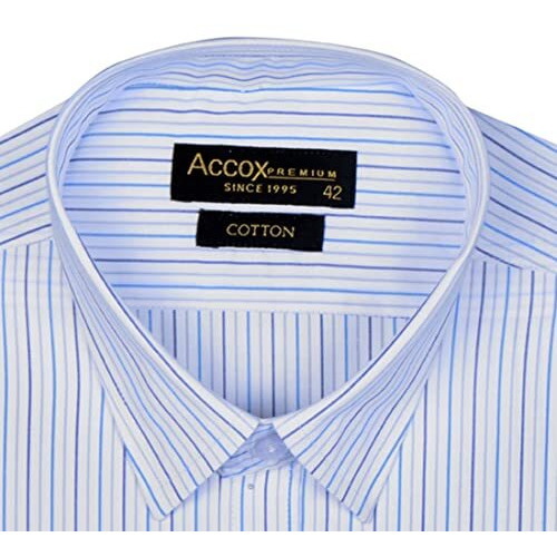 Accox Men's Striped Full Long Sleeves Regular Fit Cotton Formal Shirts(Gcr62_40) Multicolour