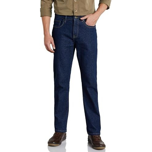 Symbol Premium Men's Cotton Stretch Jeans (Regular Fit Mid Rise) (Dark Blue_34)