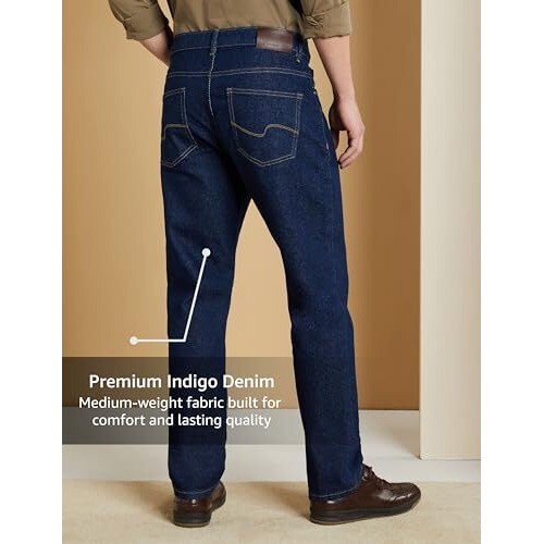 Symbol Premium Men's Cotton Stretch Jeans (Regular Fit Mid Rise) (Dark Blue_34)