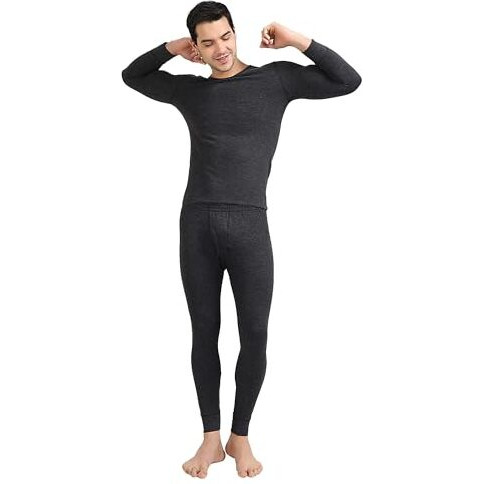 Freecultr Men's Thermal Set | Antibacterial, Skin Friendly With Pure Cotton Blazetech Heat Retention | Slim Fit Solid |Grey (Full Sleeve -Xl)