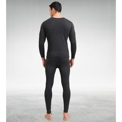 Freecultr Men's Thermal Set | Antibacterial, Skin Friendly With Pure Cotton Blazetech Heat Retention | Slim Fit Solid |Grey (Full Sleeve -Xl)