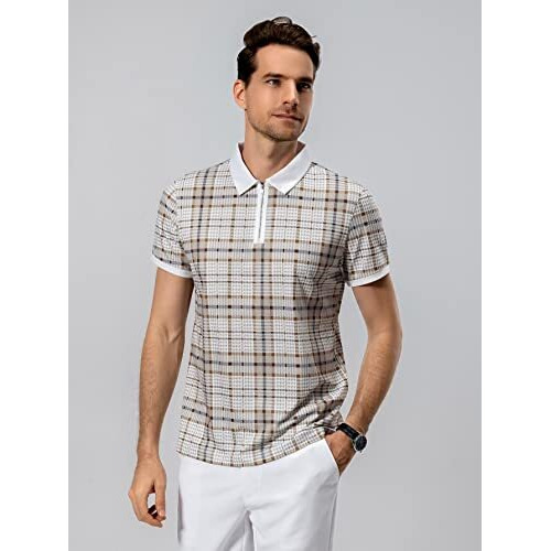 Toplot Men's Regular Fit Polo Shirt (Polo-5125-Chex-Xxl) Beige