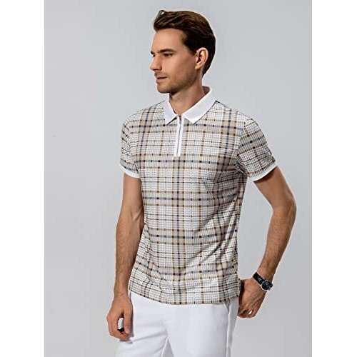 Toplot Men's Regular Fit Polo Shirt (Polo-5125-Chex-Xxl) Beige