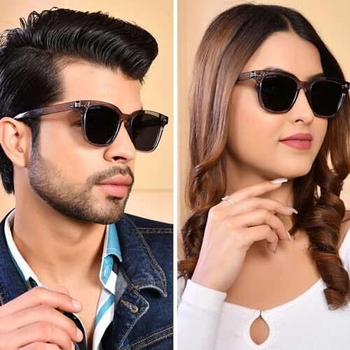 Royal Son Uv Protection Square Polarized Stylish Sunglasses For Men Women - Black