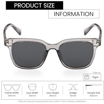 Royal Son Uv Protection Square Polarized Stylish Sunglasses For Men Women - Black