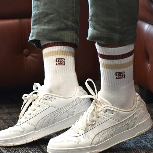 The Sock Street Sport Cushioned Crew/Calf Socks For Men Combo | Athletic & Sports Shocks | Anti Bacterial, Super Soft, Breathable, Moisture Absorbent & Odour-Free | Premium Cotton Full Length - White