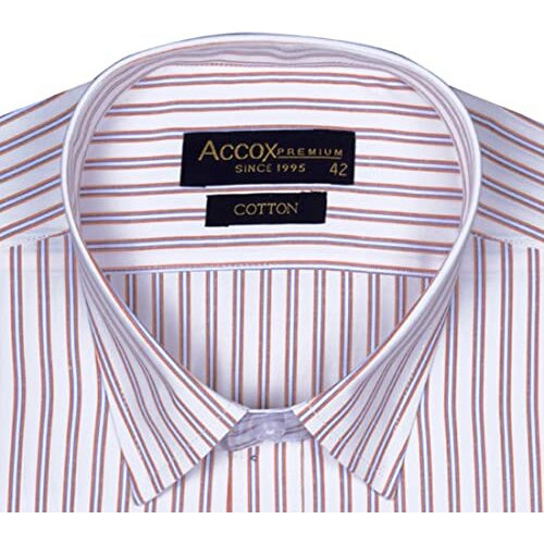 Accox Men's Striped Full Long Sleeves Regular Fit Cotton Formal Checkred Shirts(Gcr78_42) Multicolour