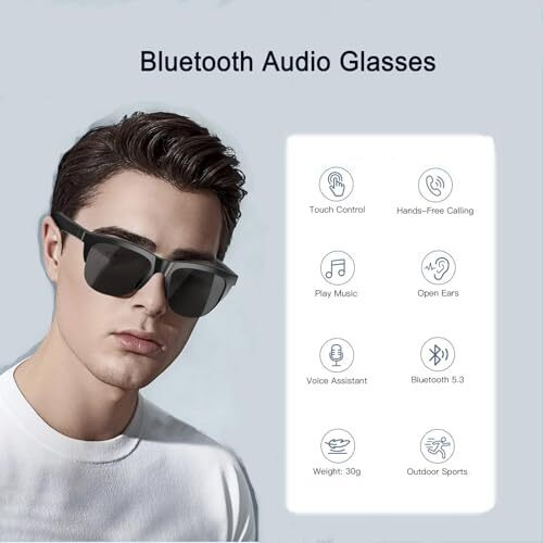 Sunol F06 Smart Glasses Wireless Bluetooth Square Sunglasses Open Ear Music&Hands-Free Calling,For Men&Women,Polarized Lenses,Ip4 Waterproof,Connect Mobile Phones And Tablets, Black, One Size