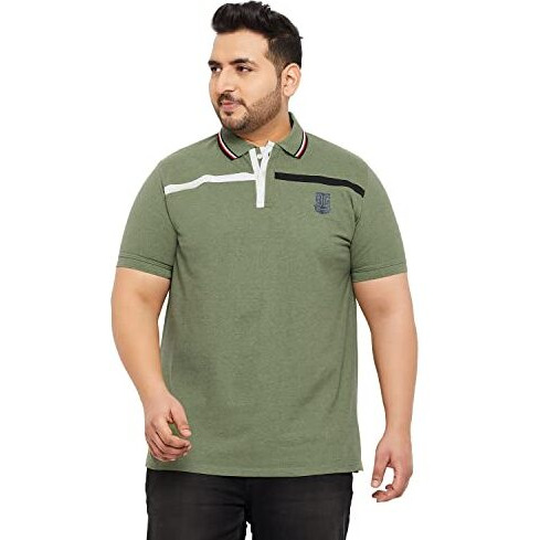 Bigbanana Plus Size Men's Regular Fit Polo Tshirt (Garber,Olive,7Xl)