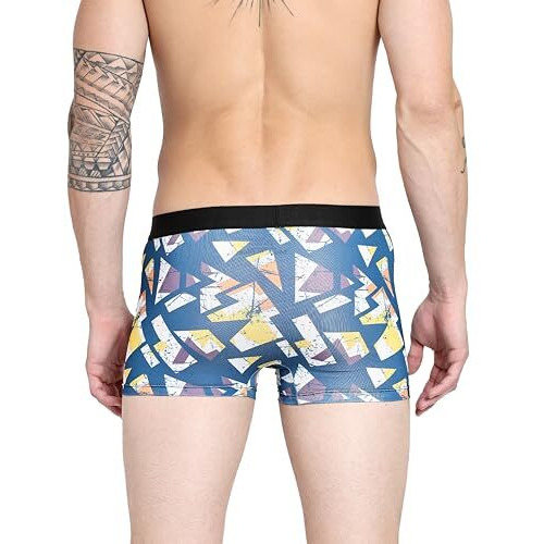 Arbb Men's Urbane & Flux Micromodal Regular Fit Printed Antimicrobial Trunks With Ultra-Soft Fabric And No Marks Waistband For All-Day Comfort (Pack Of 5)(Black-Blue-Navy Blue-Royal Blue-Cream - Xl)
