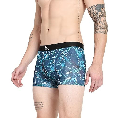 Arbb Men's Urbane & Flux Micromodal Regular Fit Printed Antimicrobial Trunks With Ultra-Soft Fabric And No Marks Waistband For All-Day Comfort (Pack Of 5)(Black-Blue-Navy Blue-Royal Blue-Cream - Xl)