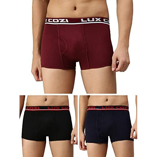 Lux Cozi Bigshot Men's Pack Of 3 Black, Maroon, Navy Semi Long Trunk (Size  85Cm)