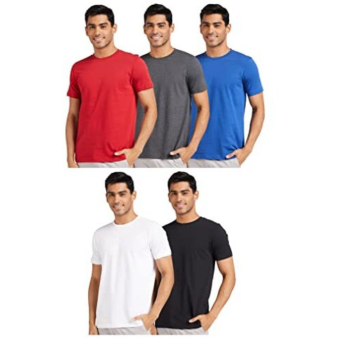 Amazon Brand - Symbol Men's Solid Regular Fit Half Sleeve Cotton T-Shirt (Aw17Plpo5-2_Multicolor15_M)