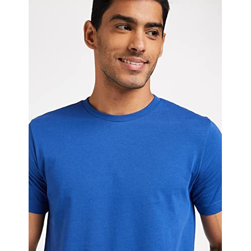 Amazon Brand - Symbol Men's Solid Regular Fit Half Sleeve Cotton T-Shirt (Aw17Plpo5-2_Multicolor15_M)