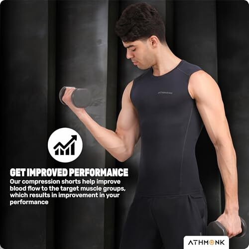 Athmonk Compression Vest Tank Body Shaper Without Sleeve For Men - Gym Shirt For Men Men Shapewear - Keep Dry Tight Skin Fit - Breathable Inner For Men Sports Wear Workout Gym Sports - Grey, L