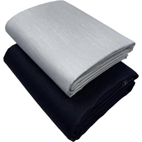 Jhabak's Premium Shirt And Trouser Fabric - Cotton Blend Material - 2.25 Meter Shirt Cloth - 1.20 Meter Pant Piece (Light Grey Shirt, Navy Blue Trouser)