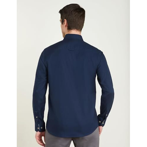 Symbol Premium Men's Cotton Smart Casual Shirt (Regular Fit | Solid Oxford | All Day Fresh) (Sp-M-S24-Cs-103_Navy_Xl)