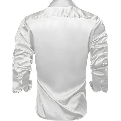 Babirusa Solid Satin Regular Fit Full Sleeve Collared Neck Comfortable Shirt For Men White
