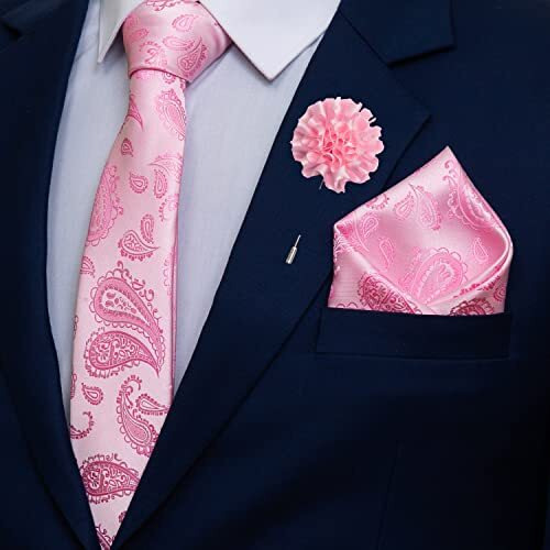 To The Nines Men's Tie, Pocket Square & Lapel Pin -Pink