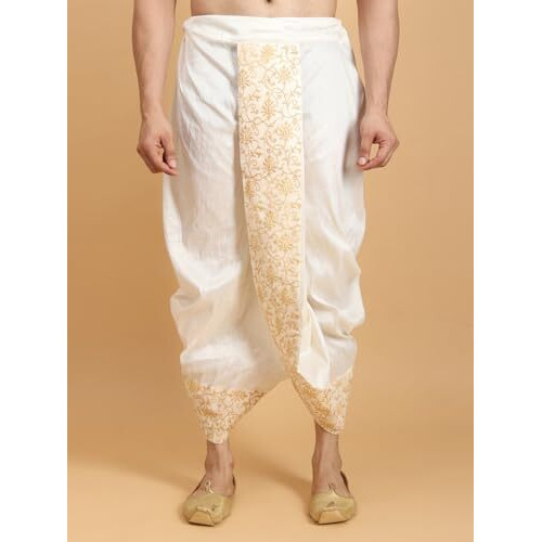 Ethluxis Embroidered Ethnic Dhoti For Men (Off-White)