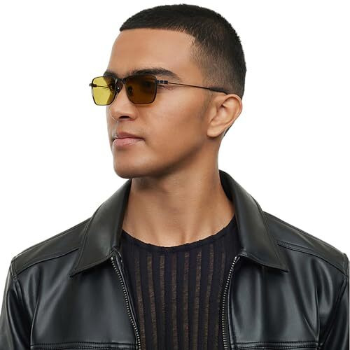 Lenskart Studio | Dark Knight Collection Sunglasses With Limited Edition Case And Selvet | Black Yellow Full Rim Rectangular | For Men & Women | Polarized And 100% Uv Protected | Medium | Lk S16332