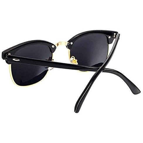 Dervin Black Golden Frame Black Shade Rectangular Sunglasses For Men & Women