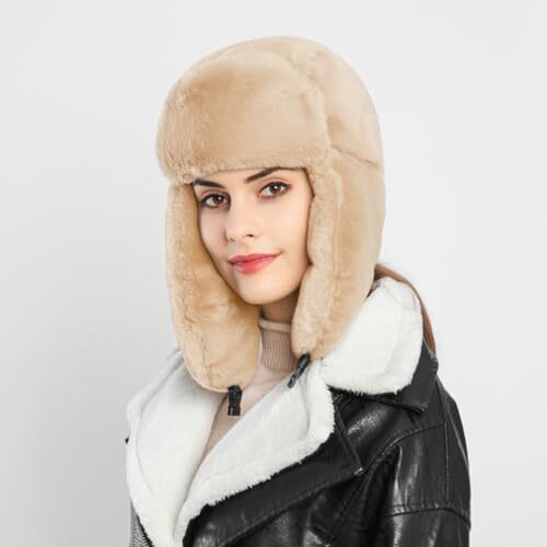 Palay Winter Warm Hat Fleece Trapper Hat Windproof Winter Cap For Men And Women With Ear Flaps, Khaki Color, Ideal For Motorcycling, Skiing, Christmas Gift, Universal Fit, Superior Warmth And Comfort