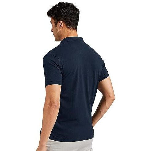 Eyebogler Regular Fit Mens Polo Neck Half Sleeve Soild Casual Tshirt Navy Blue