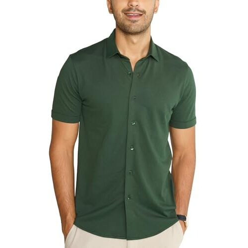 Damensch Constant Cotton Thermoregulating Pique Half Shirts-Pack Of 1-Mountain View-X-Large