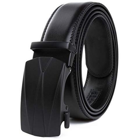 Contacts Genuine Leather Belt For Men With Autolock Buckle - Micro Adjustable Belt Fit Everywhere | Formal & Casual | Elegant Gift Box (09 Black)