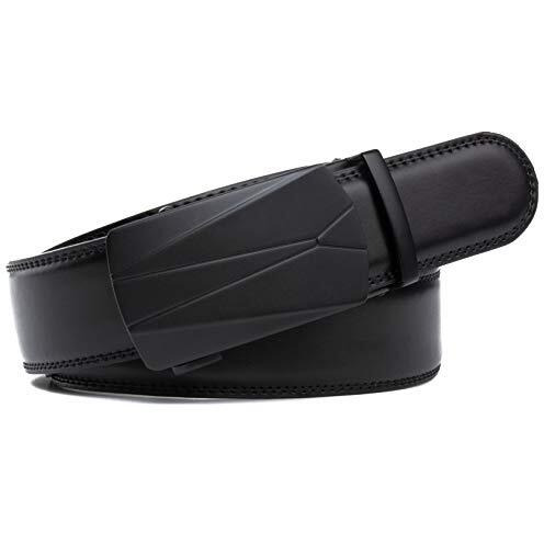 Contacts Genuine Leather Belt For Men With Autolock Buckle - Micro Adjustable Belt Fit Everywhere | Formal & Casual | Elegant Gift Box (09 Black)