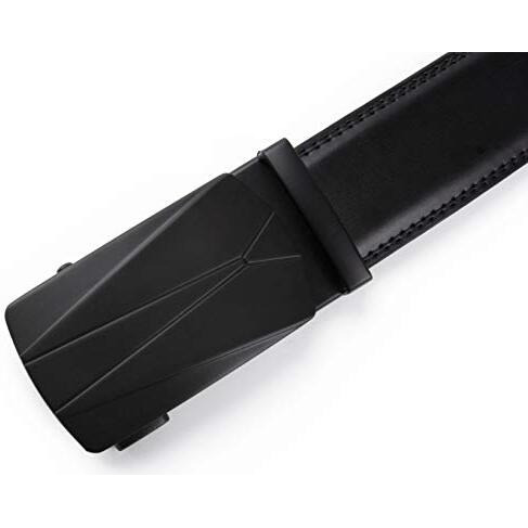 Contacts Genuine Leather Belt For Men With Autolock Buckle - Micro Adjustable Belt Fit Everywhere | Formal & Casual | Elegant Gift Box (09 Black)