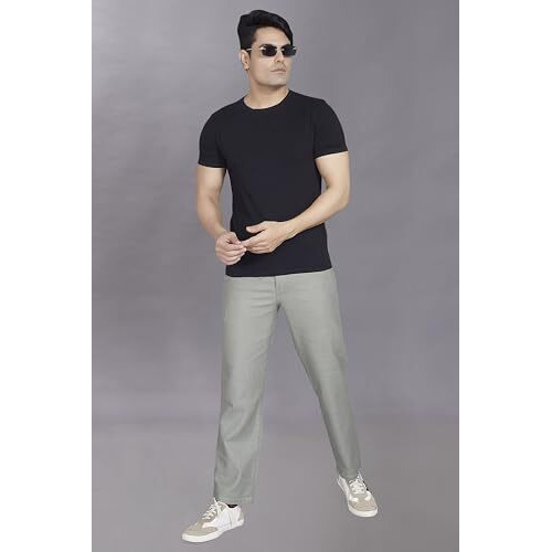 Divisive Men's Relaxed Fit Cotton Linen Trousers (Dpt54_34_Olive)