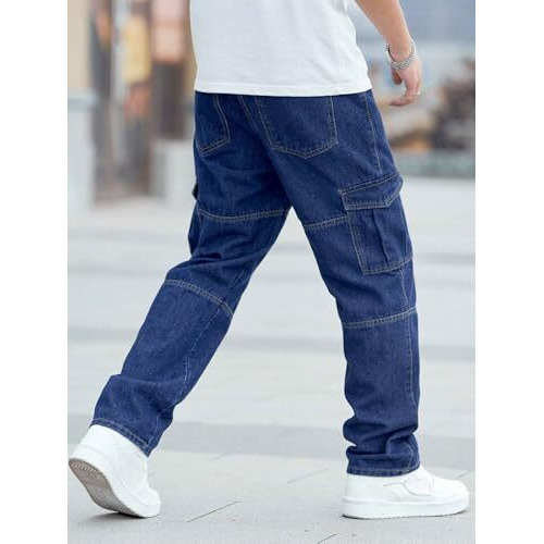Tagas Men Relaxed Fit Denim Jeans | Cargo Denim Jeans | Multi Pocket Pant For Men's | (In, Numeric, 32, Regular, Standard, Blue)