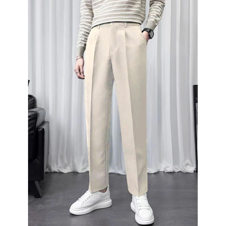 Kargeens Pants Trousers For Men Formal Stretchable Slim Fit Mid Rise (Raj9008_Beige
