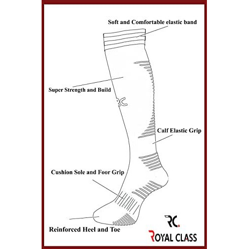 Rc. Royal Class Football Knee High Nylon Cushioned Socks For Men And Women, Anti Odour, Anti Slip, Strength & Grip(Free Size)(Black)