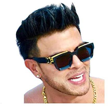 Parissparrow Square Black And White Men's And Women's Sunglasses (Black)