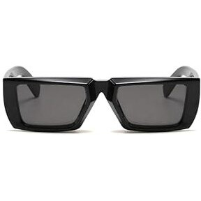4Flaunt Futuristic Series Street Wear Style Rectangle Y2K Sunglasses For Men & Women | Uv Protected | Thick Sturdy & Durable Pc Frame With Metal Hinges | Medium (52-20-140Mm) (C1 - Onyx Black, Grey)