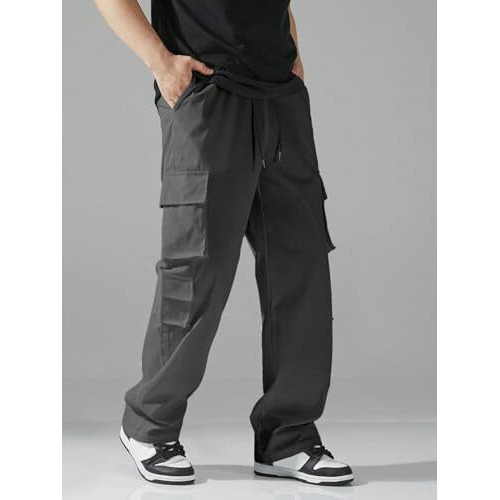 Indoprimo Men Cargo || Men Cargo Pants || Men Cargo Pants Cotton || Cargos For Men || Men Cargo Trouser (In, Alpha, L, Darkgrey)