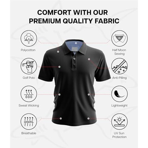 Greg Norman Golf Polo For Men | Casual Half Sleeves Plain Collar T-Shirt | Stylish White