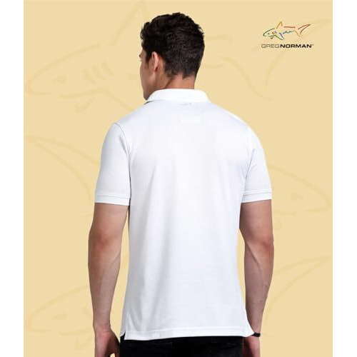 Greg Norman Golf Polo For Men | Casual Half Sleeves Plain Collar T-Shirt | Stylish White